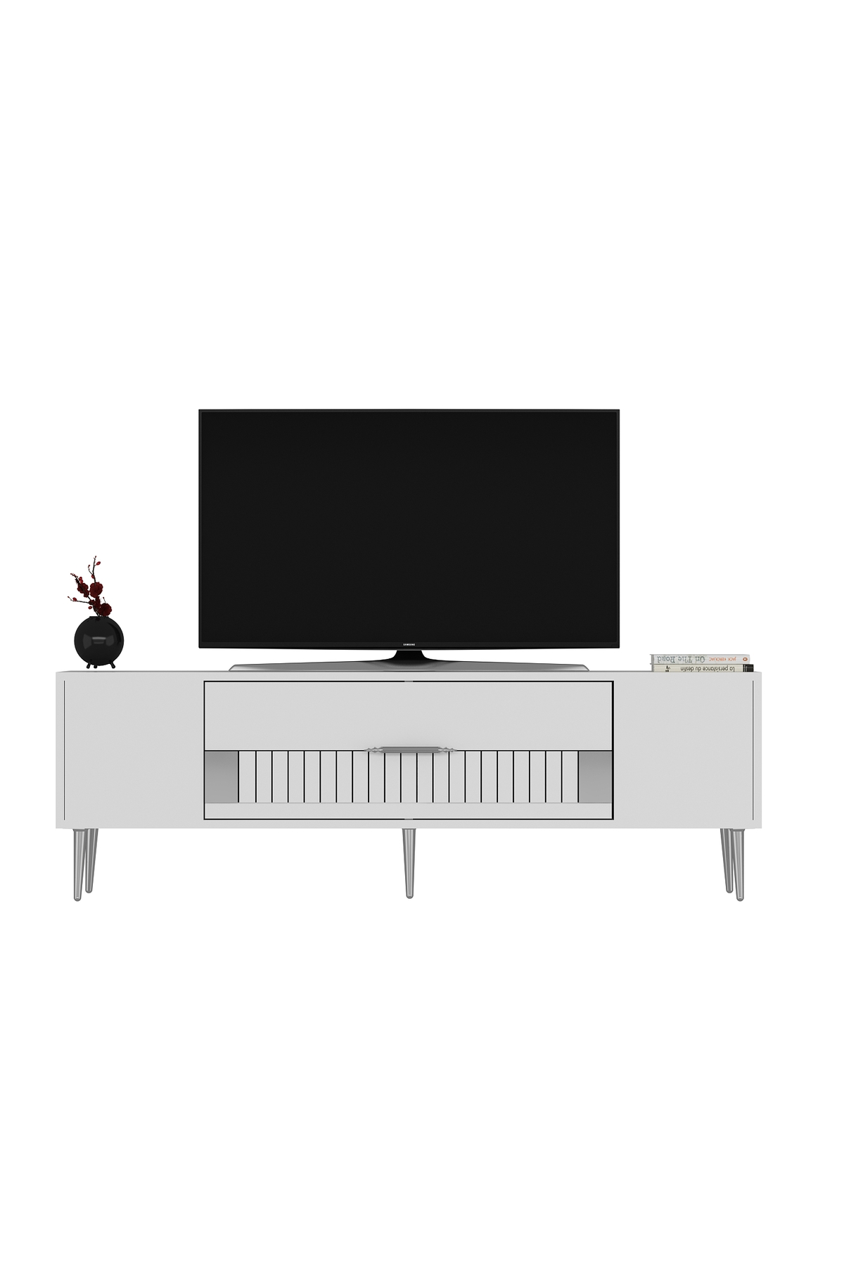 Cantek Dizayn Dekolp4ct Tv Sehpasi Beyaz-Gümüş