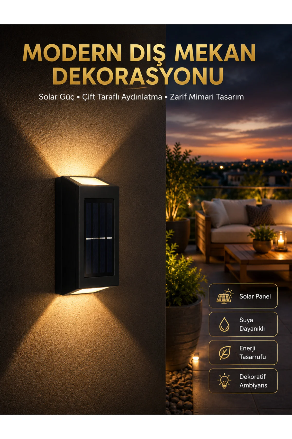Dekorasyon Aplik Işık Güneş Enerjili Aydınlatma Dekoratif Aydınlatma