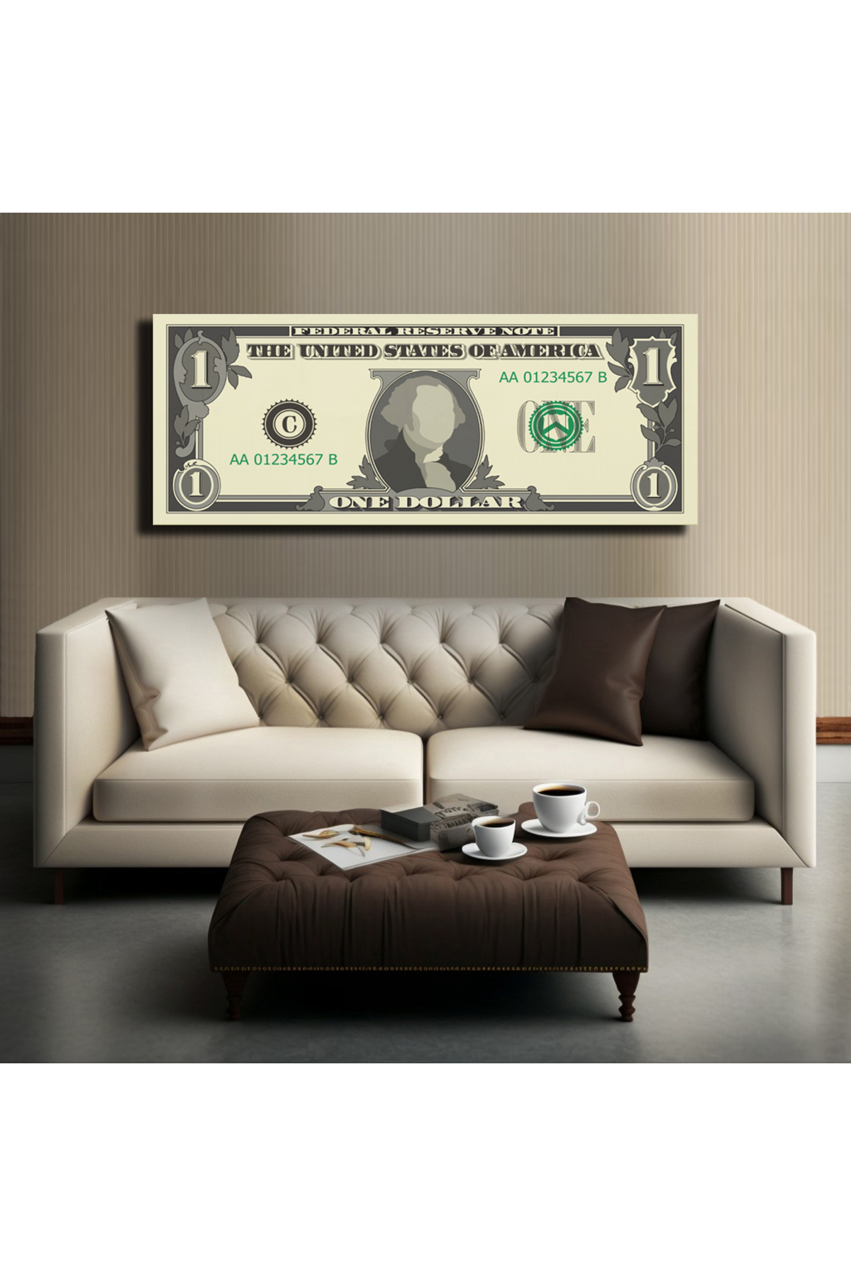 Korkmazkanvas Dekoratif 1 Dolar Tablo Ev İş Yeri İçin Kanvas Tablo