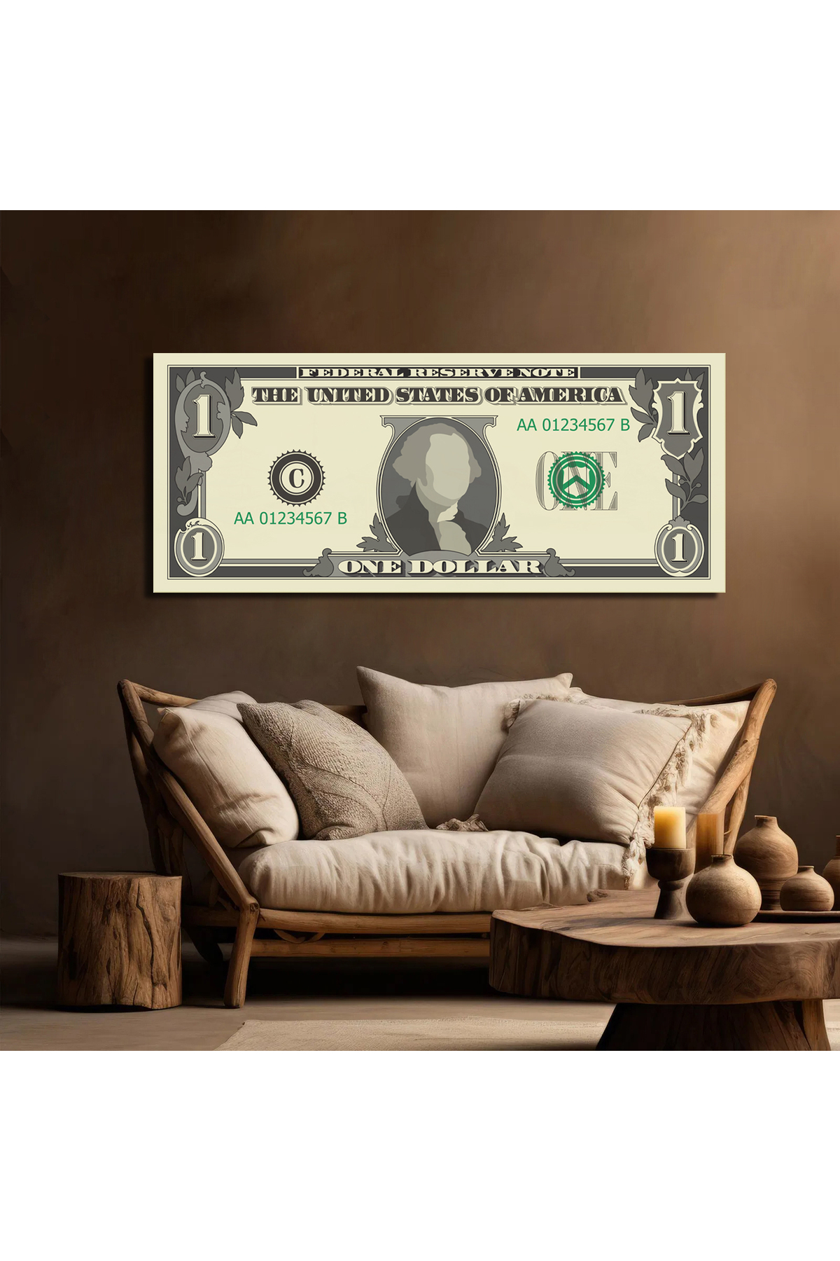 Korkmazkanvas Dekoratif 1 Dolar Tablo Ev İş Yeri İçin Kanvas Tablo