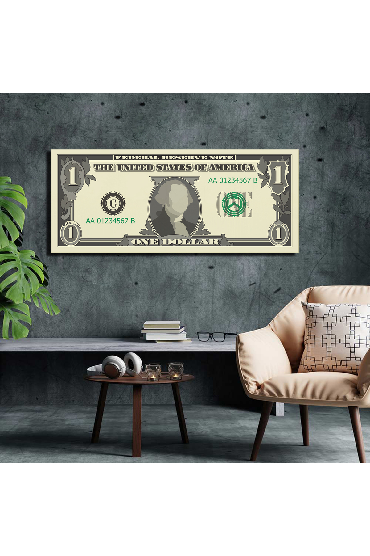 Korkmazkanvas Dekoratif 1 Dolar Tablo Ev İş Yeri İçin Kanvas Tablo