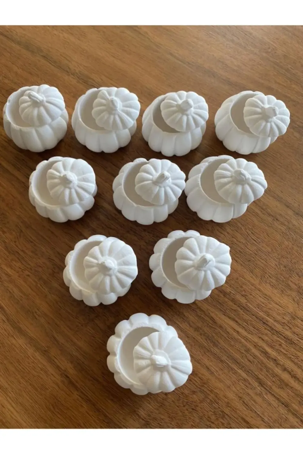 Dekoratif 10 Adet Taş Tozundan Ham Obje Boyanabilir Kabak Lokumlu