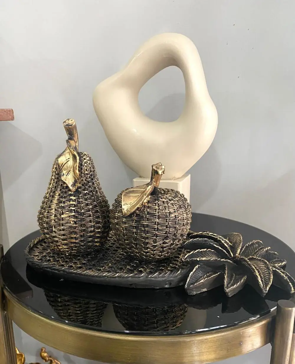 Dekoratif 3 Lü biblo Elma Armut Ve Tabak Polyester Dekoratif 3 Lü biblo Elma Armut Ve Tabak Polyester