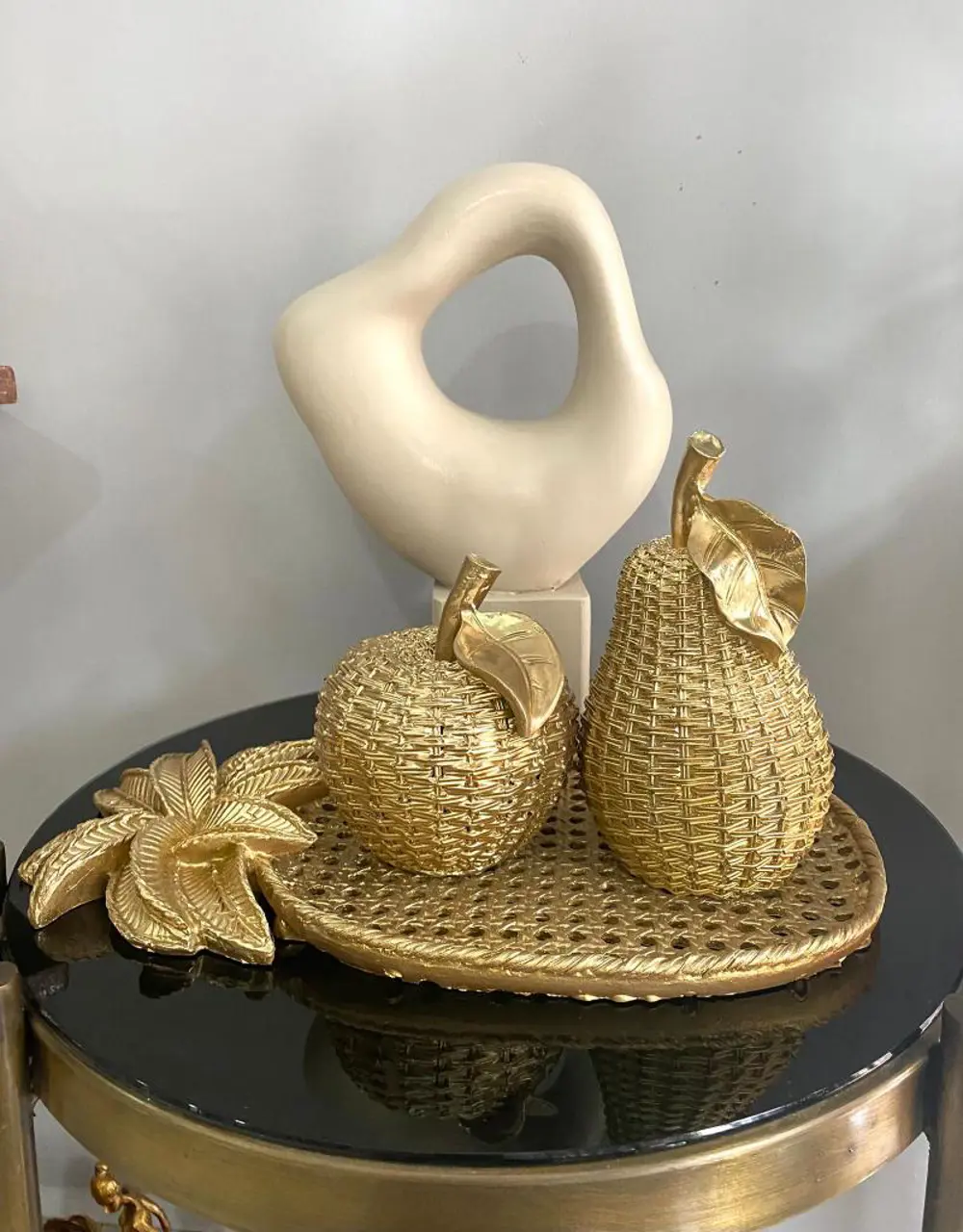 Dekoratif 3 Lü biblo Elma Armut Ve Tabak Polyester Dekoratif 3 Lü biblo Elma Armut Ve Tabak Polyester