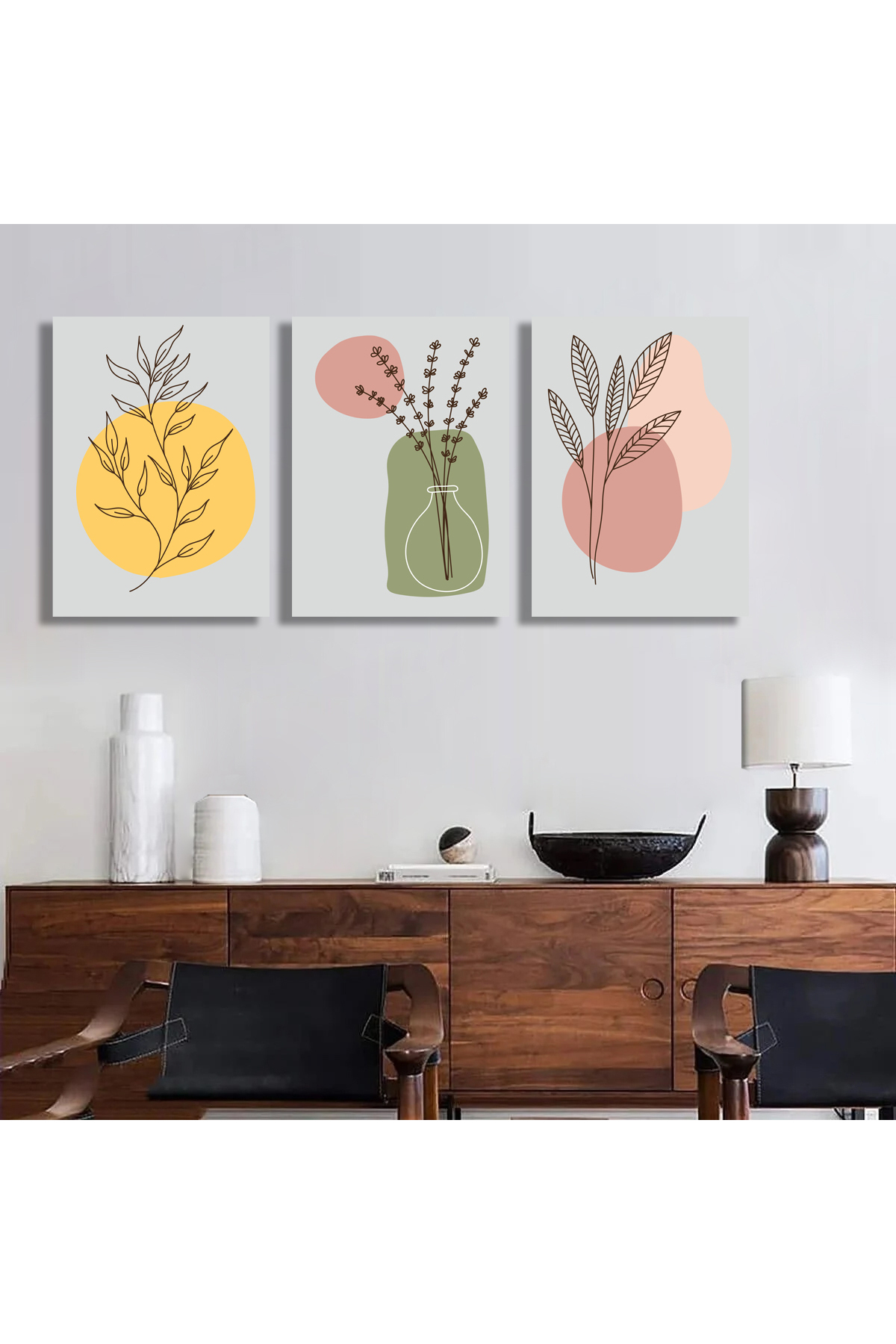 Korkmazkanvas Dekoratif 3'Lü Çiçek Desen. Kanvas Tablo