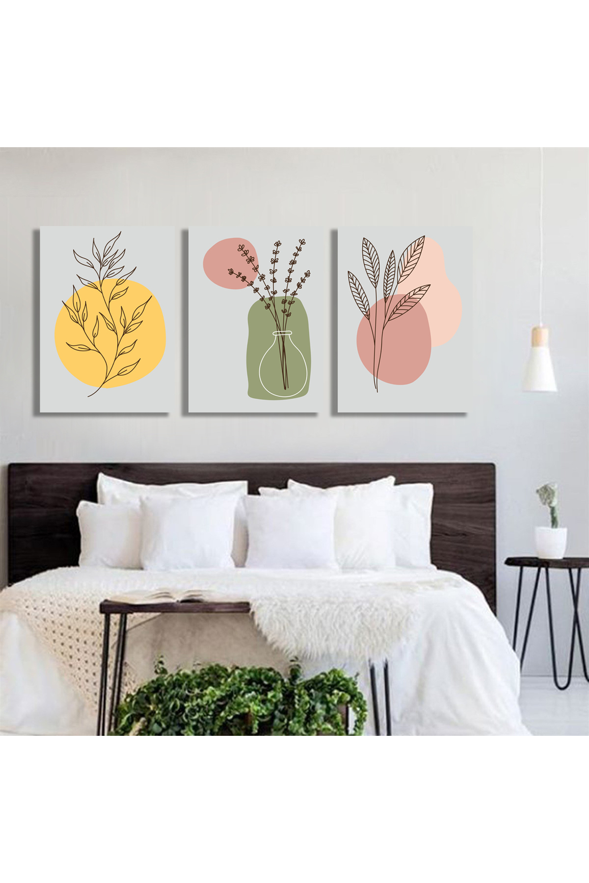 Korkmazkanvas Dekoratif 3'Lü Çiçek Desen. Kanvas Tablo