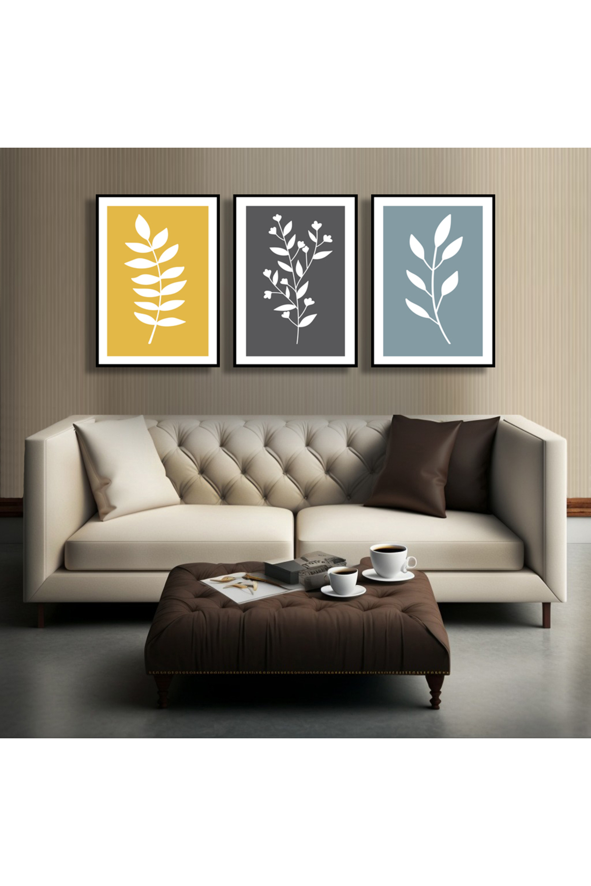 Korkmazkanvas Dekoratif 3'Lü Renkli Çiçek Desen 2. Kanvas Tablo