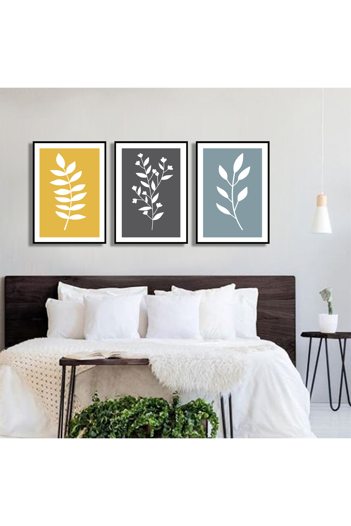 Korkmazkanvas Dekoratif 3'Lü Renkli Çiçek Desen 2. Kanvas Tablo