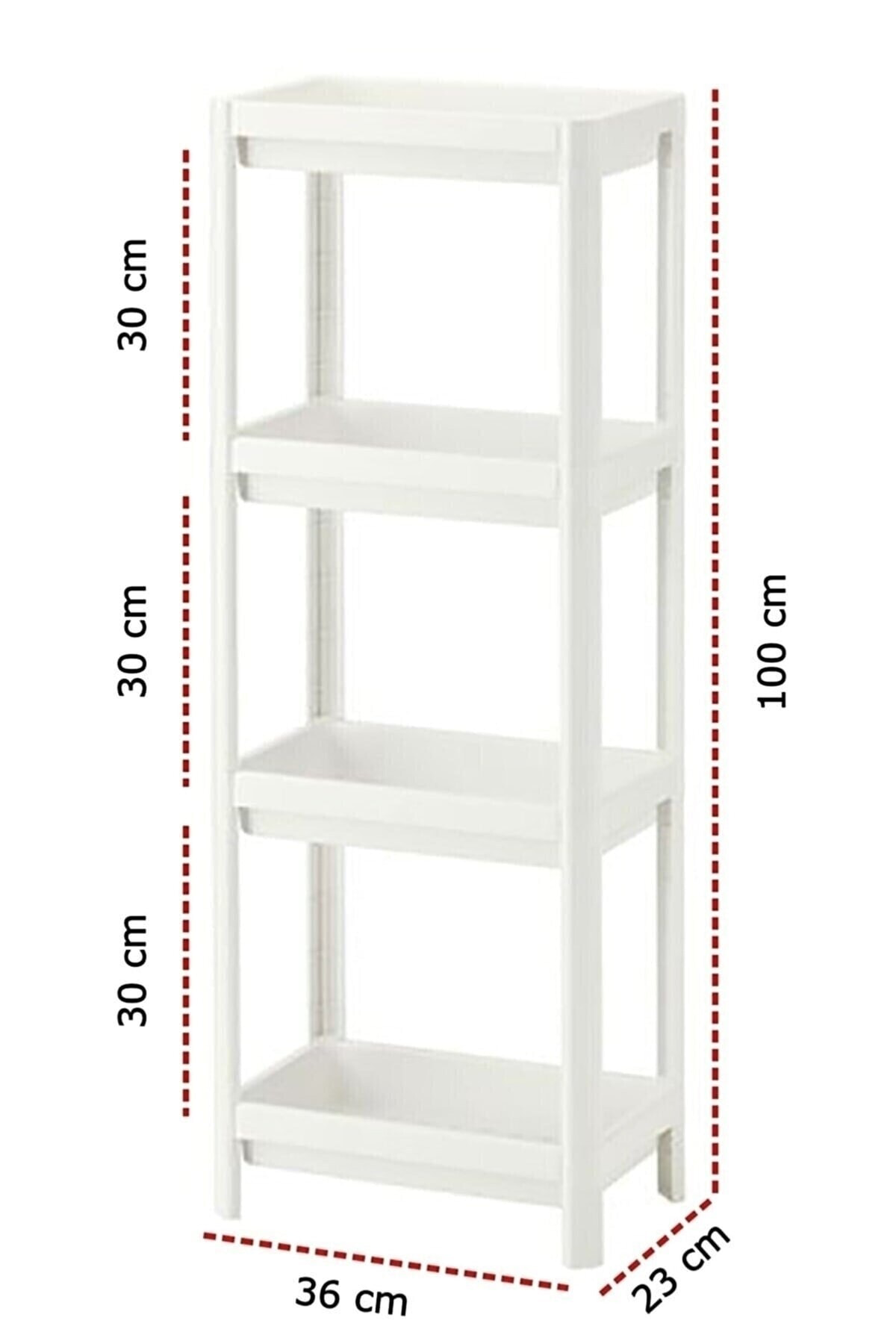 Ne Dilersen Dekoratif 4 Katlı Plastik Raf Ünitesi Beyaz,Banyo-Mutfak-Kiler Ki