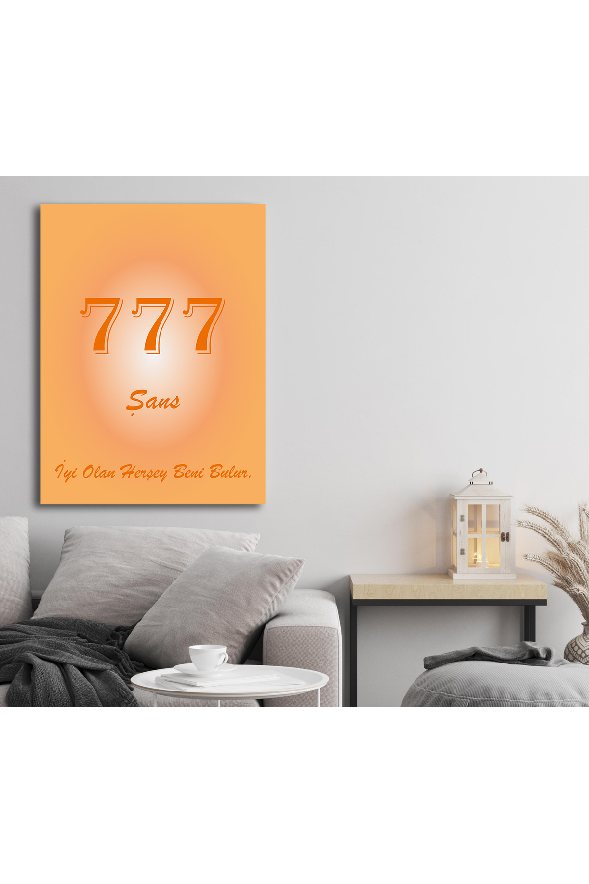 Korkmazkanvas Dekoratif 777 Sayısı Anlamı Şans Manevi Kanvas Tablo