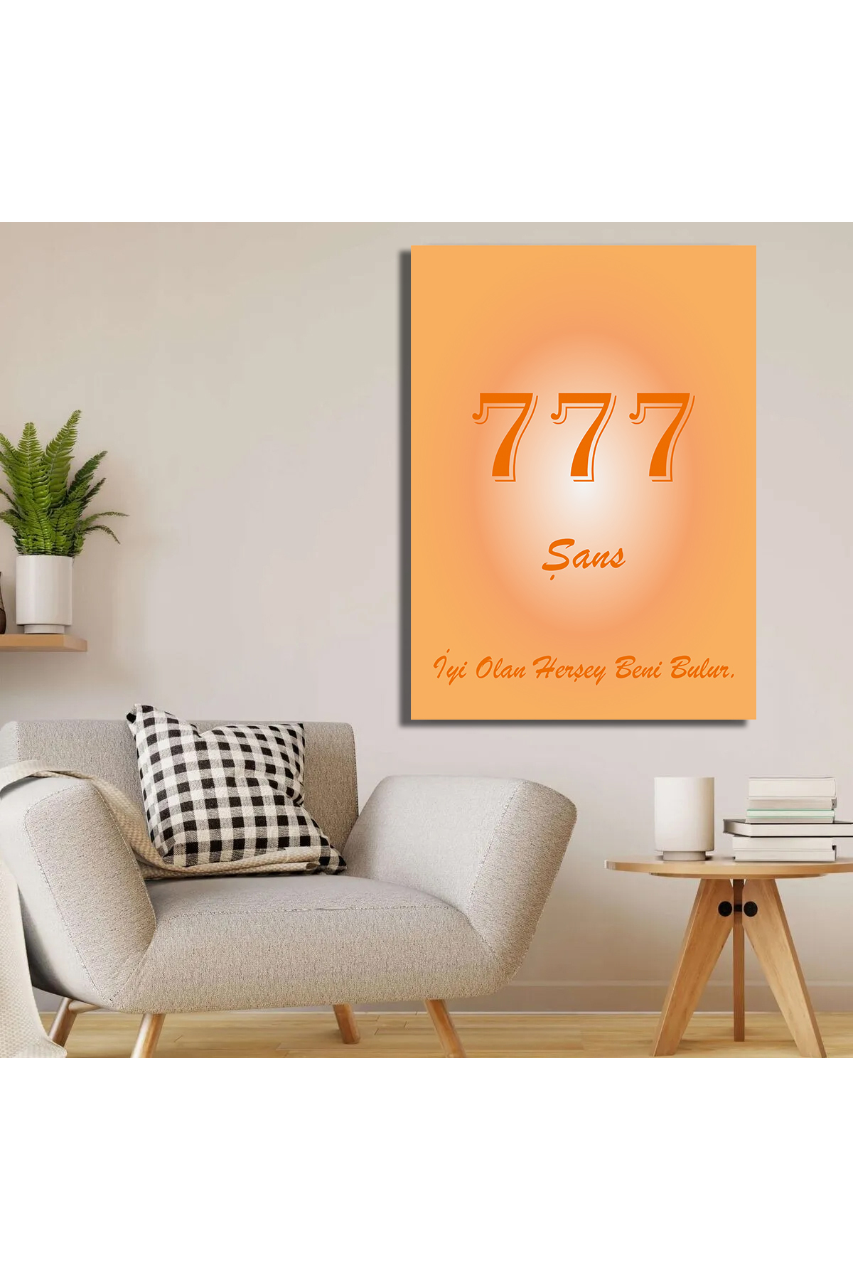 Korkmazkanvas Dekoratif 777 Sayısı Anlamı Şans Manevi Kanvas Tablo