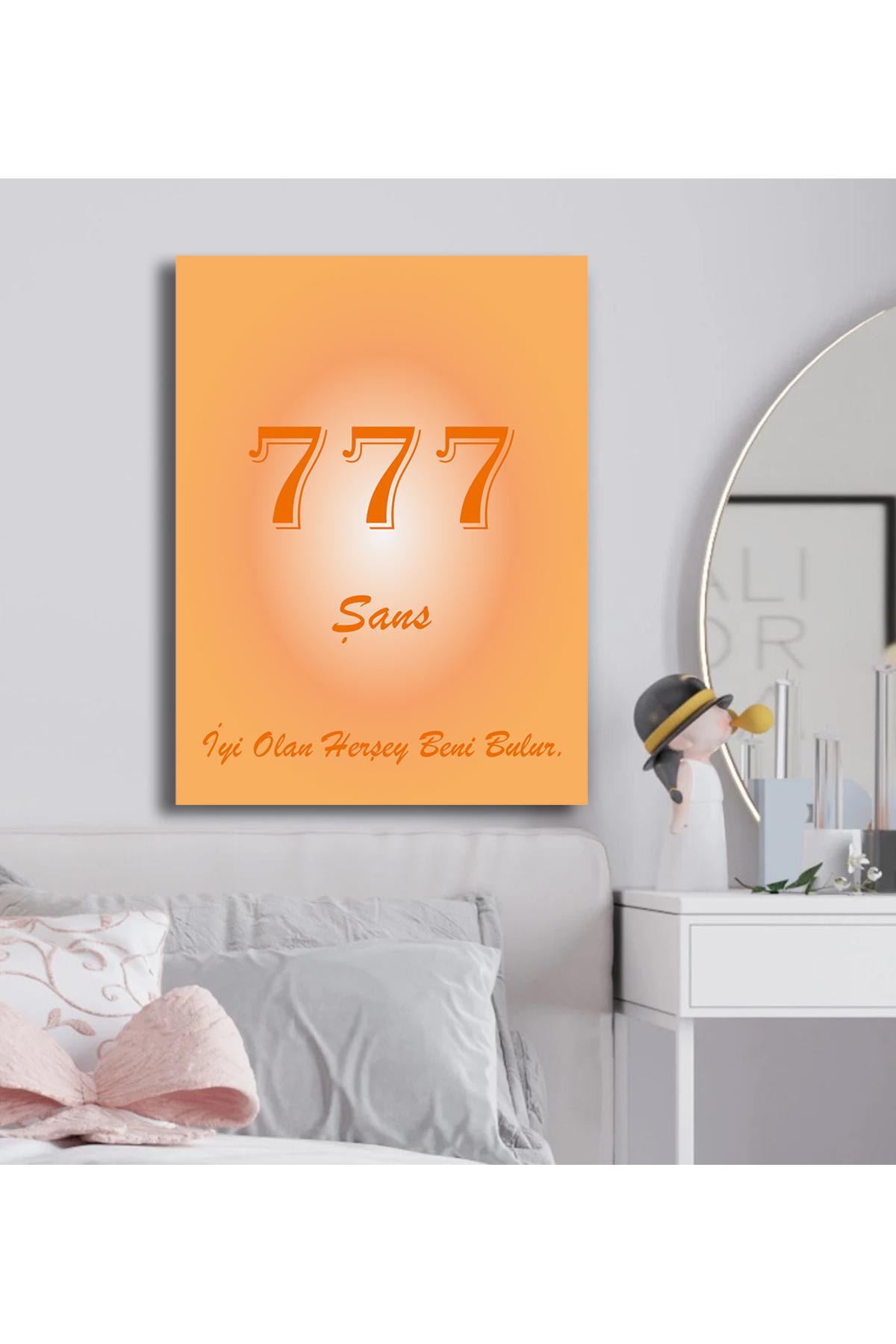 Korkmazkanvas Dekoratif 777 Sayısı Anlamı Şans Manevi Kanvas Tablo