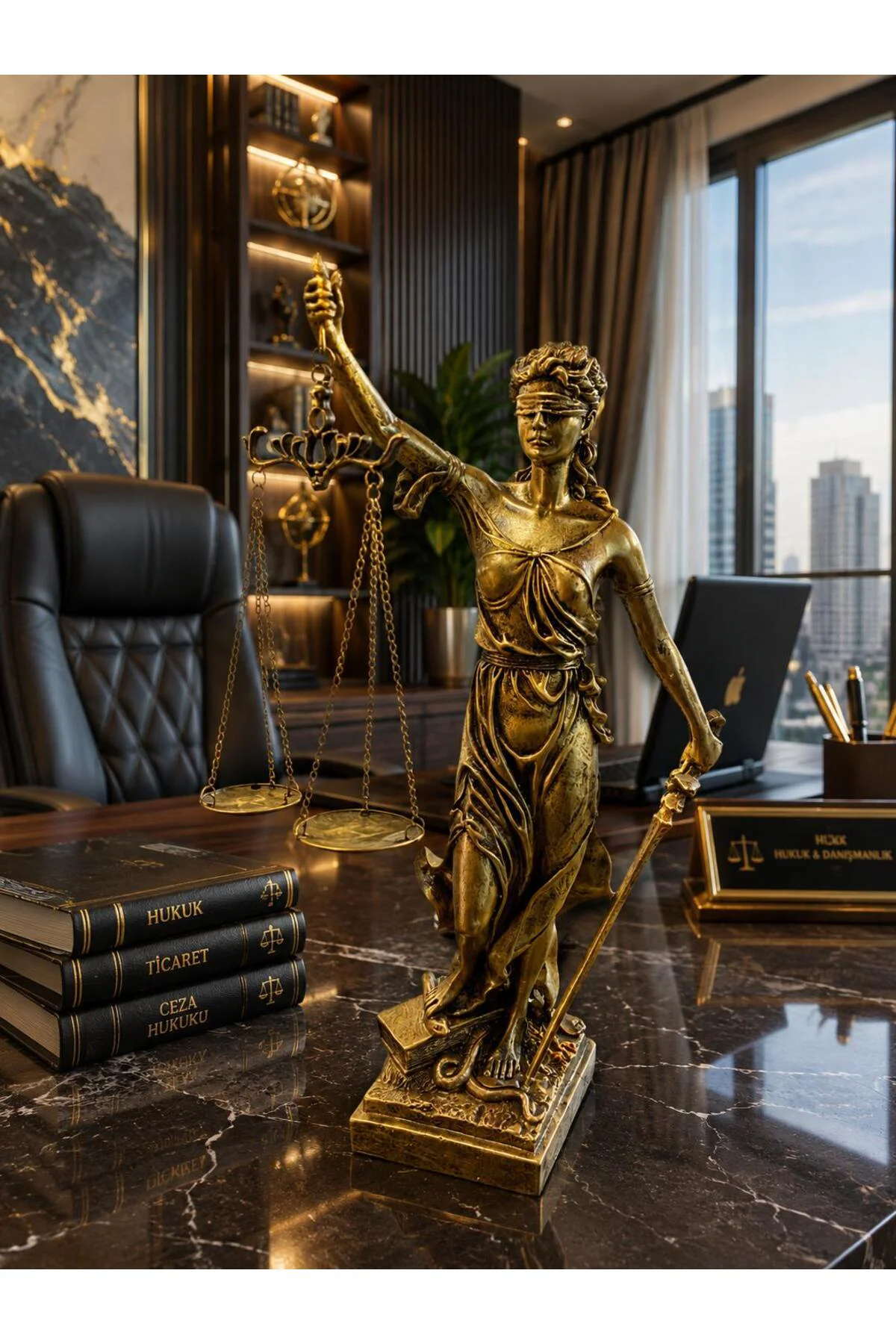 Dekoratif Adalet Terazisi Themis Biblo 40 cm