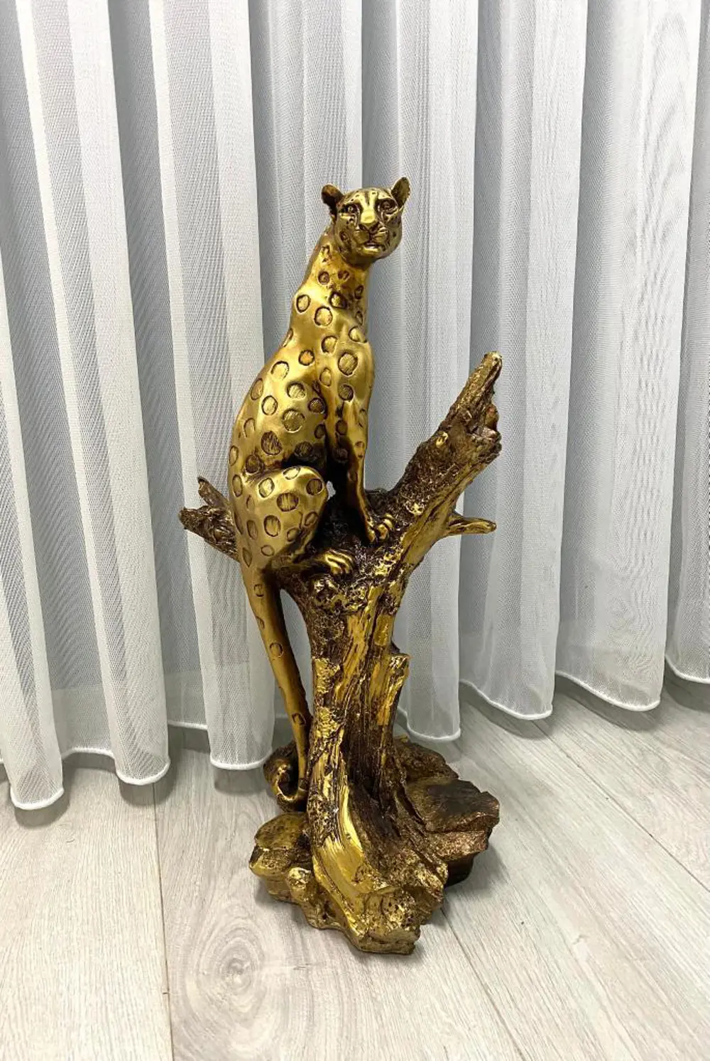 Dekoratif  Ağaçta Duran Çita Biblo Heykel
