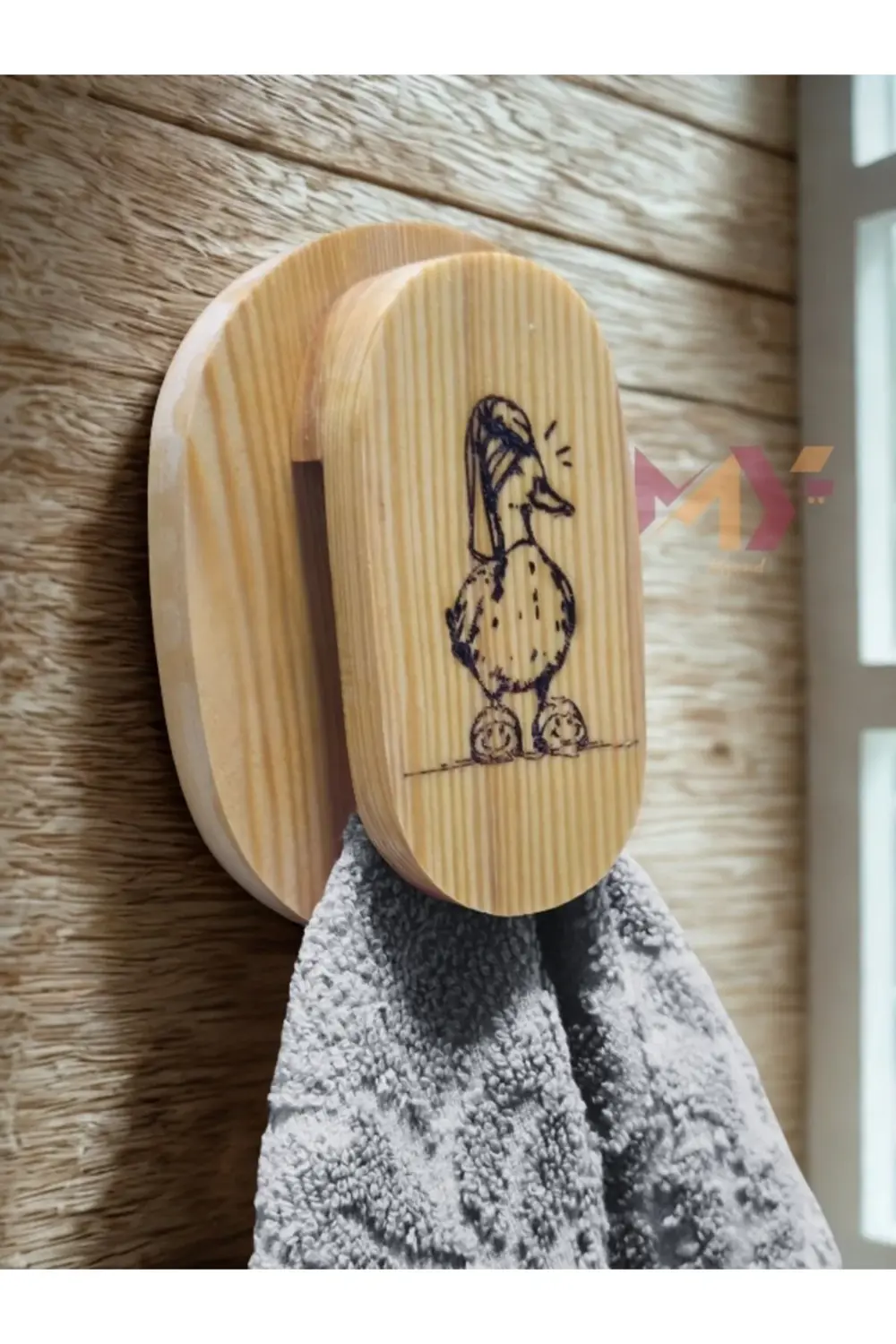 Dekoratif Ahşap El Yapımı Mutfak Banyo Askısı Yapışkanlı Tasarım