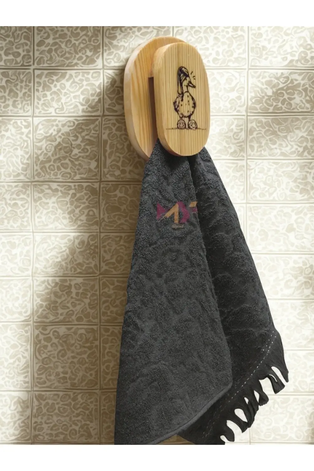 Dekoratif Ahşap El Yapımı Mutfak Banyo Askısı Yapışkanlı Tasarım