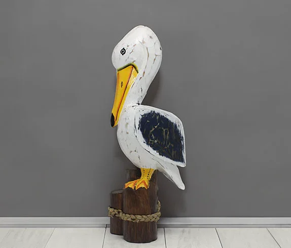Dekoratif Ahşap Pelikan Figürü 50 cm