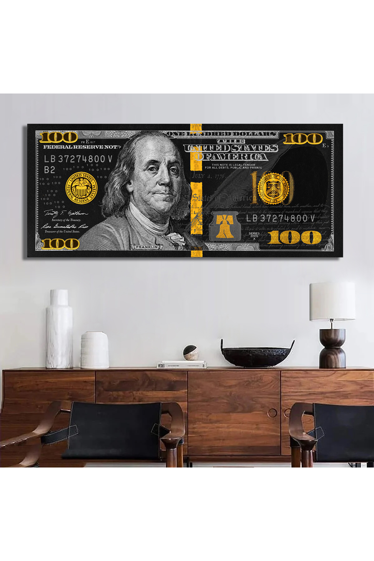 Korkmazkanvas Dekoratif Altın Siyah Doku Dolar Tablo Ev İş Yeri İçin Kanvas Tab