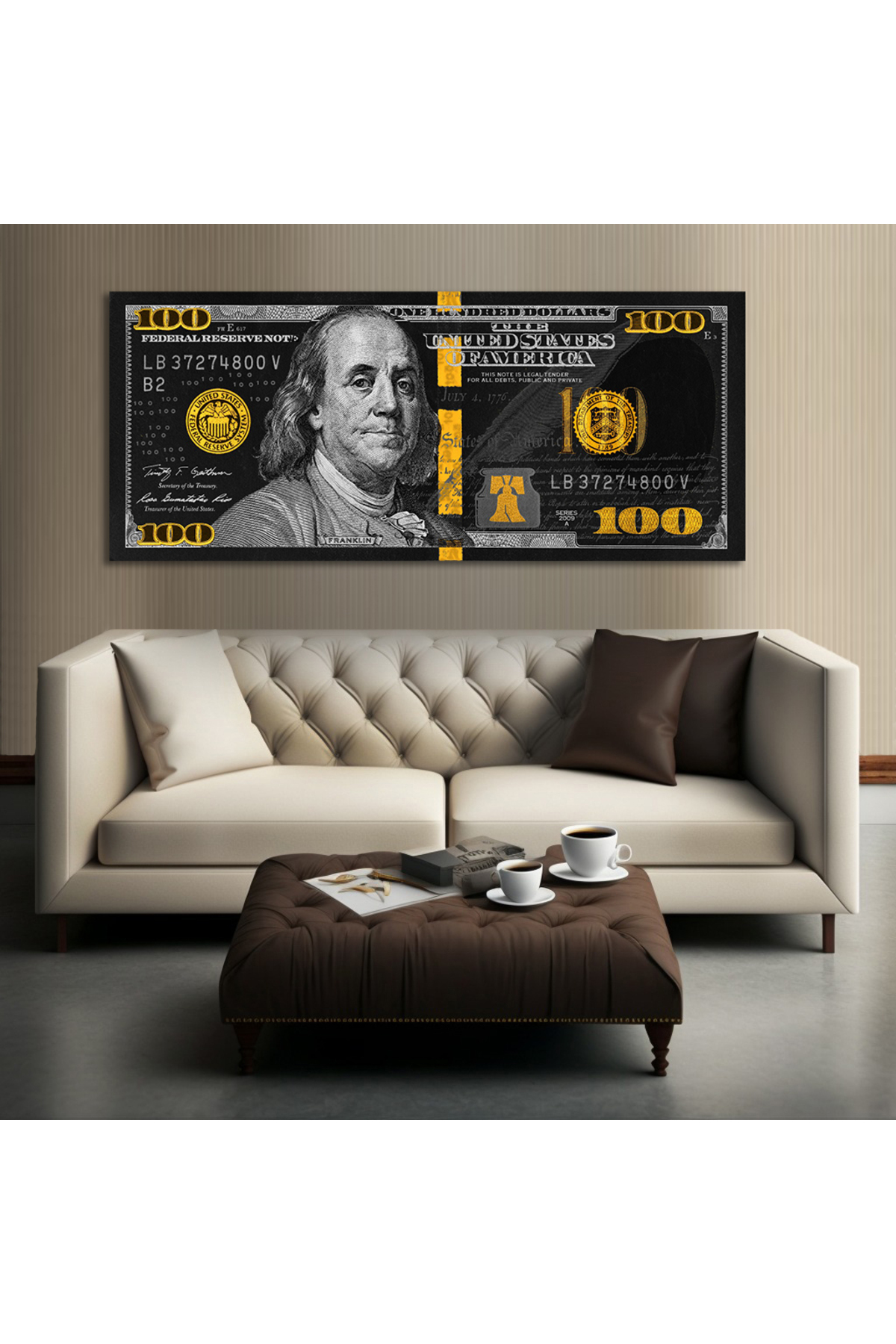 Korkmazkanvas Dekoratif Altın Siyah Doku Dolar Tablo Ev İş Yeri İçin Kanvas Tab