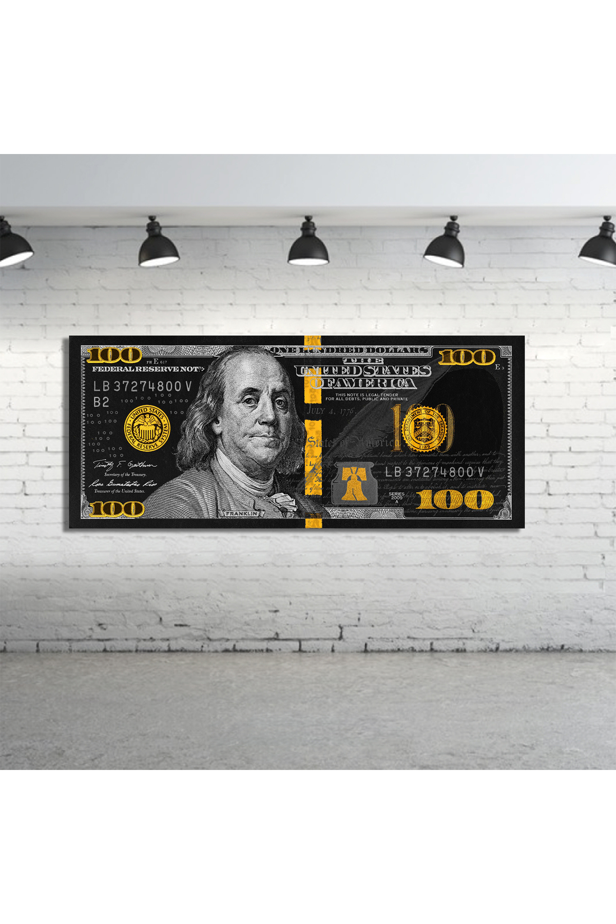 Korkmazkanvas Dekoratif Altın Siyah Doku Dolar Tablo Ev İş Yeri İçin Kanvas Tab