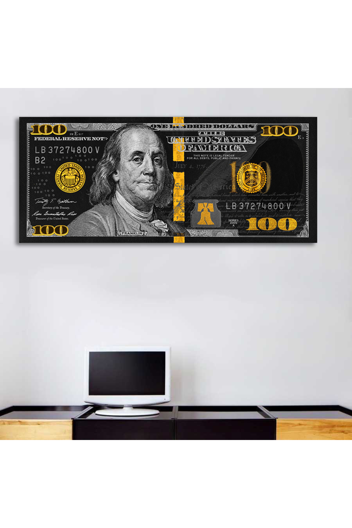 Korkmazkanvas Dekoratif Altın Siyah Doku Dolar Tablo Ev İş Yeri İçin Kanvas Tab