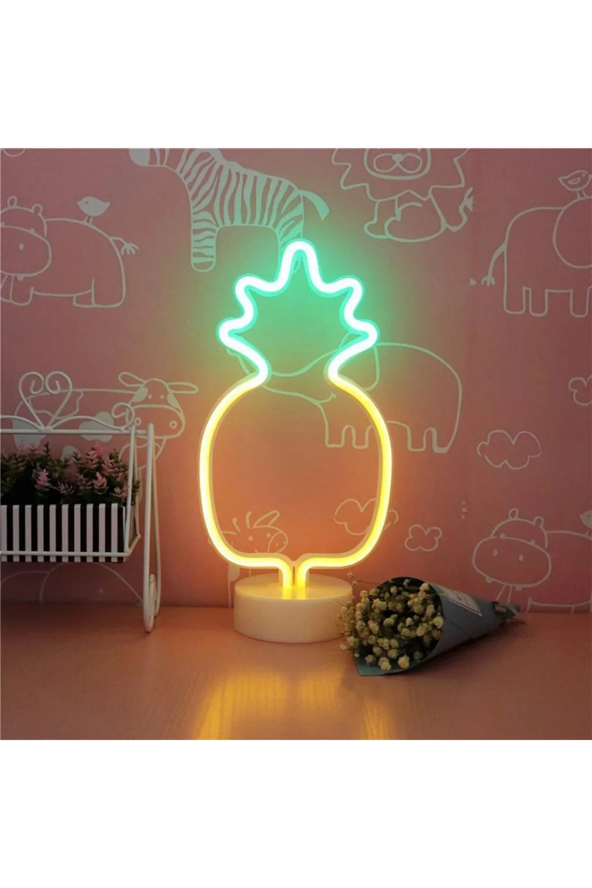 Dekoratif Ananaslı Neon Led Masa Ve Gece Lambası Hediyelik Lamba Dekoratif Ananaslı Neon Led Masa Ve Gece Lambası Hediyelik Lamba