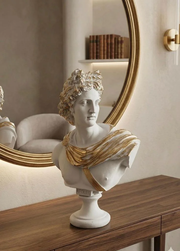 Dekoratif Apollo Büst Biblo – Antik Yunan Heykel Tarzı, Erkek Mod Dekoratif Apollo Büst Biblo – Antik Yunan Heykel Tarzı, Erkek Mod