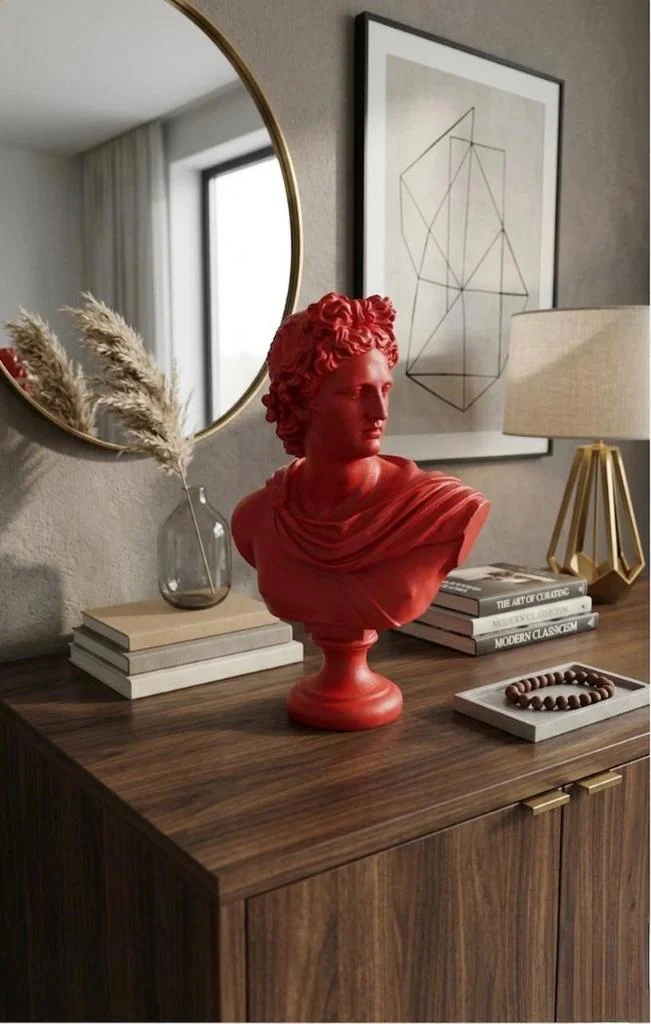 Dekoratif Apollo Büst Biblo – Antik Yunan Heykel Tarzı, Biblo Kır
