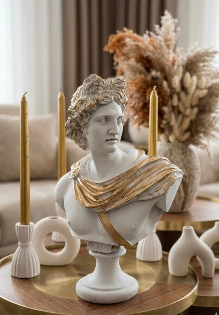 Dekoratif Apollo Büst Biblo – Antik Yunan Heykel Tarzı, Erkek Mod Dekoratif Apollo Büst Biblo – Antik Yunan Heykel Tarzı, Erkek Mod
