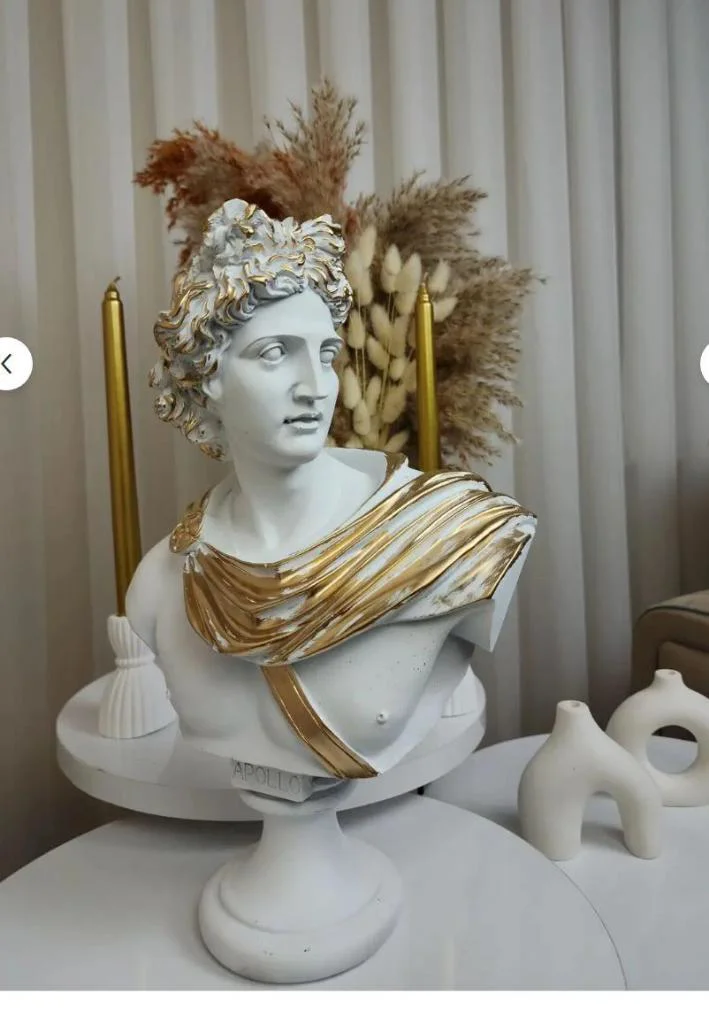 Dekoratif Apollo Büst Biblo – Antik Yunan Heykel Tarzı, Erkek Mod Dekoratif Apollo Büst Biblo – Antik Yunan Heykel Tarzı, Erkek Mod