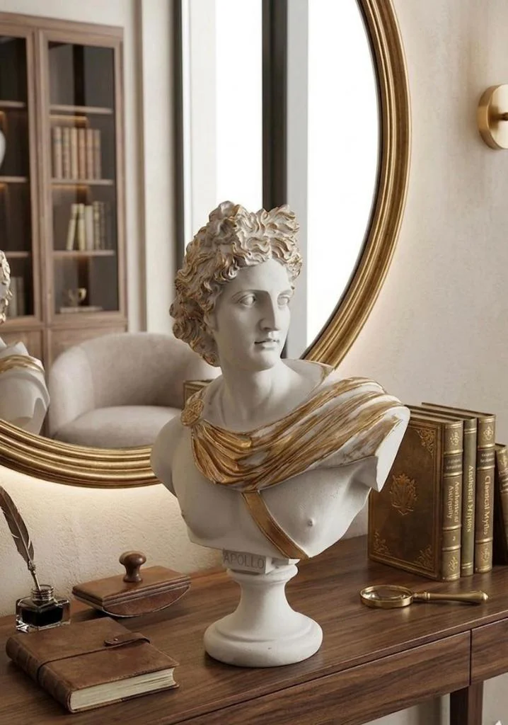 Dekoratif Apollo Büst Biblo – Antik Yunan Heykel Tarzı, Erkek Mod Dekoratif Apollo Büst Biblo – Antik Yunan Heykel Tarzı, Erkek Mod