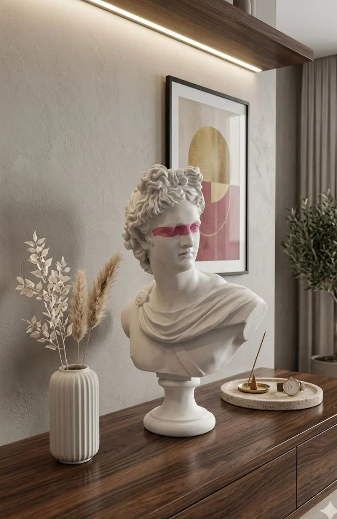 Dekoratif Apollo Büst Biblo – Antik Yunan Heykel Tarzı, Biblo Bey
