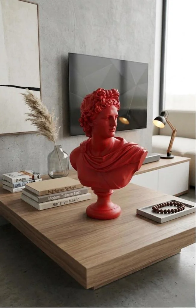 Dekoratif Apollo Büst Biblo – Antik Yunan Heykel Tarzı, Biblo Kır