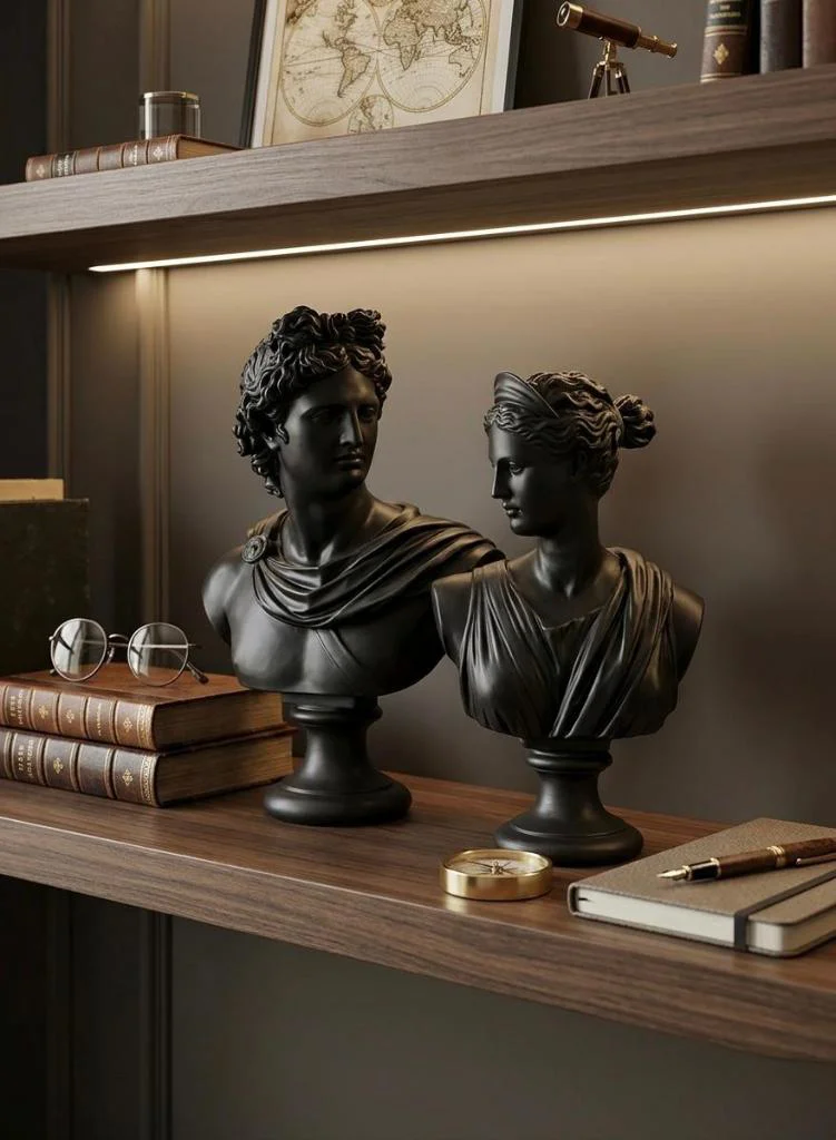 Dekoratif Apollo Diana Büst Biblo – Antik Yunan Heykel Tarzı, Bib