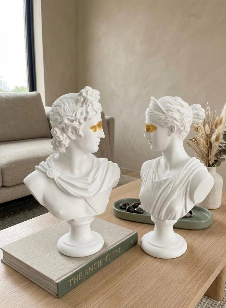 Dekoratif Apollo Diana Büst Biblo – Antik Yunan Heykel Tarzı, Bib