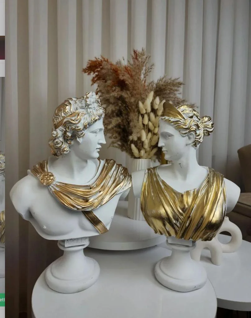 Dekoratif Apollo Diana Büst Biblo – Antik Yunan Heykel Tarzı, Bib