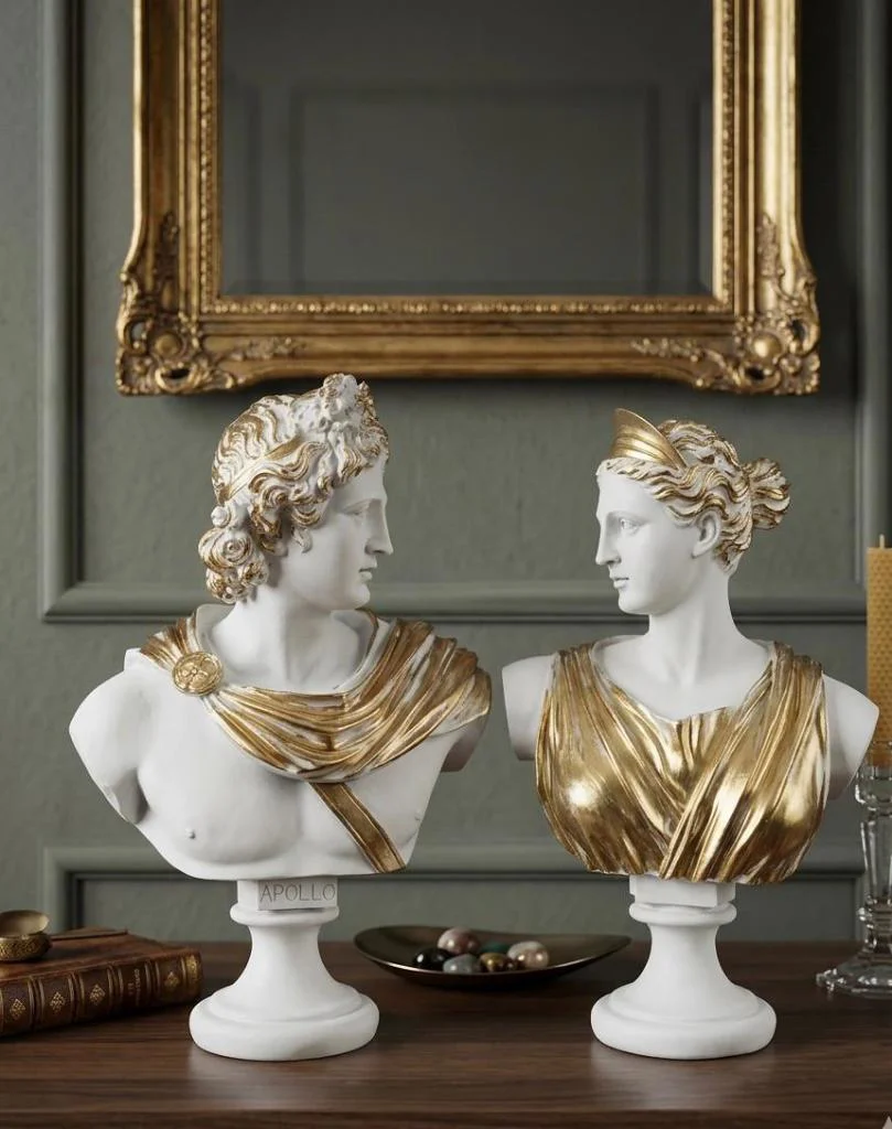Dekoratif Apollo Diana Büst Biblo – Antik Yunan Heykel Tarzı, Bib