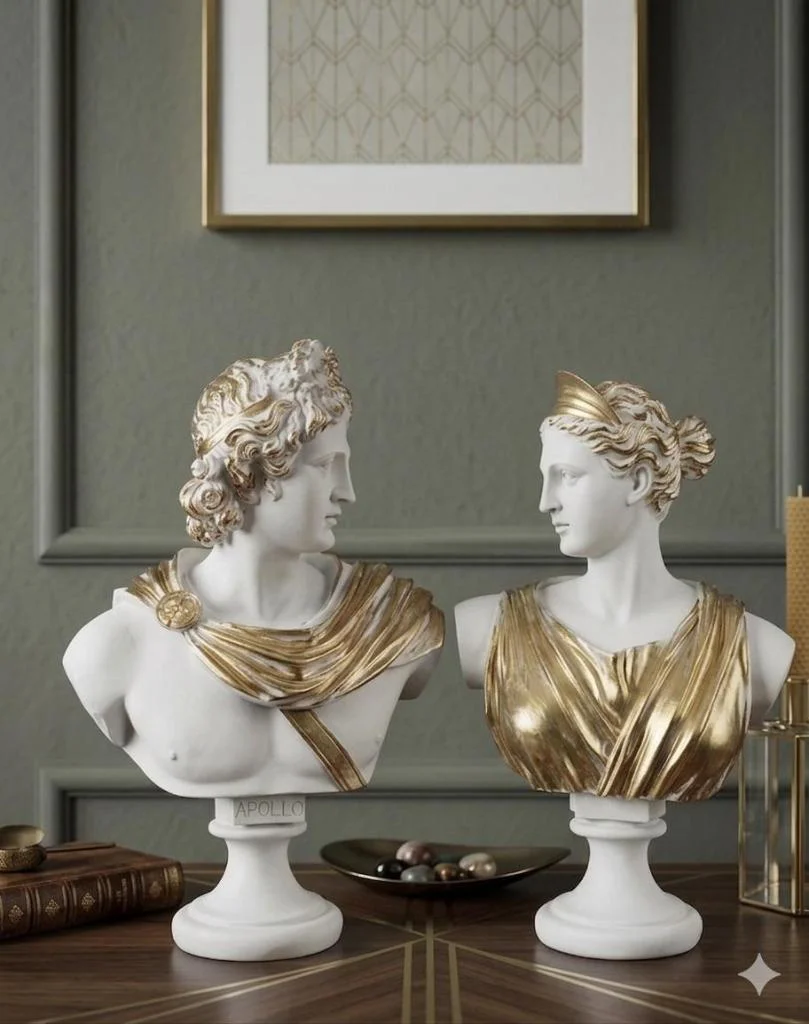 Dekoratif Apollo Diana Büst Biblo – Antik Yunan Heykel Tarzı, Bib