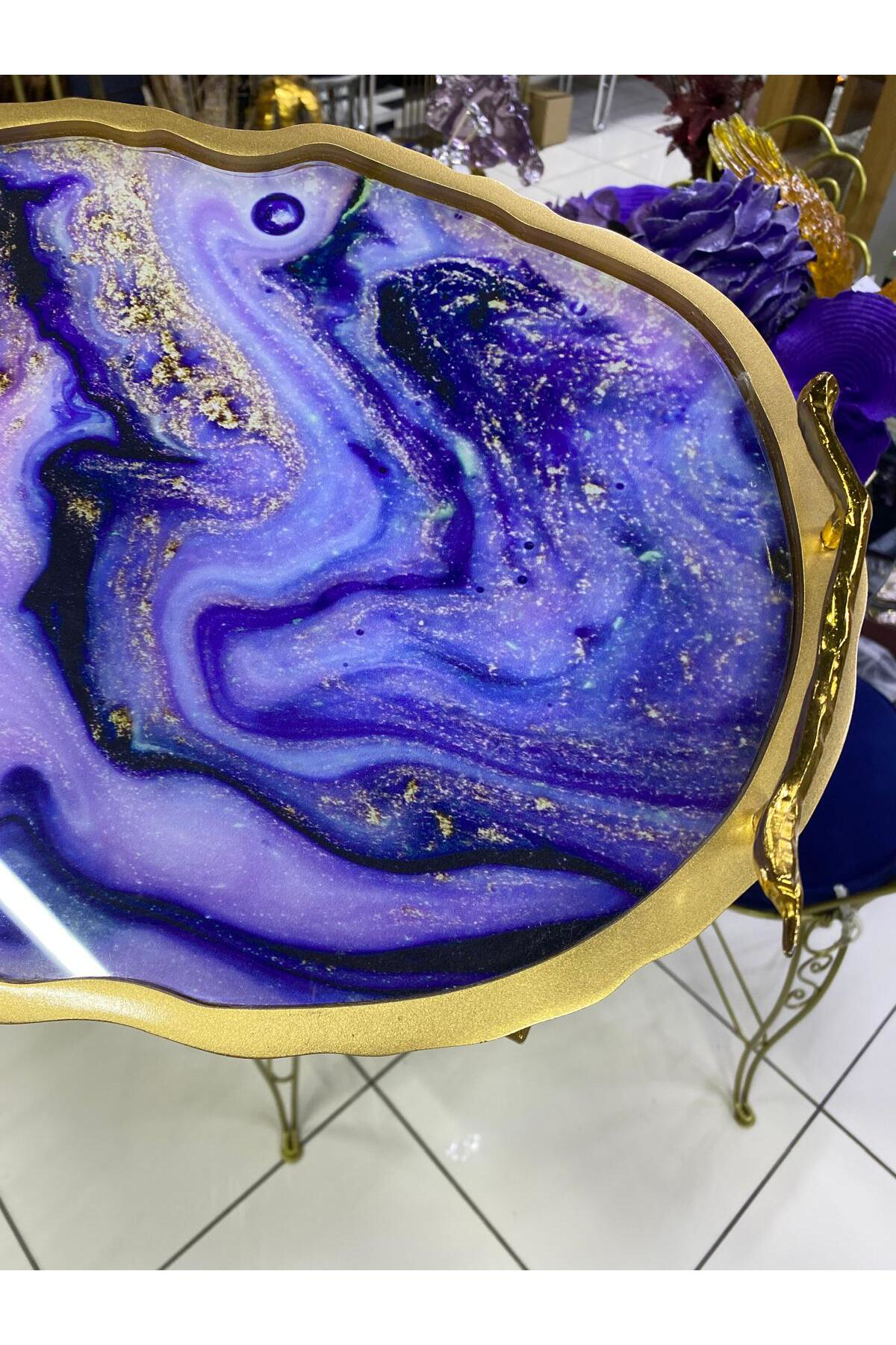 Elif Aksesuar Dekoratif Ayaklı Cam Tepsi