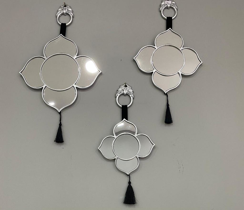 Mirsa Global Dekoratif Ayna 3 Lü Duvar Aynası Gümüş