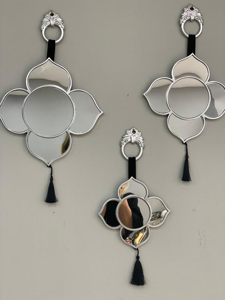 Mirsa Global Dekoratif Ayna 3 Lü Duvar Aynası Gümüş