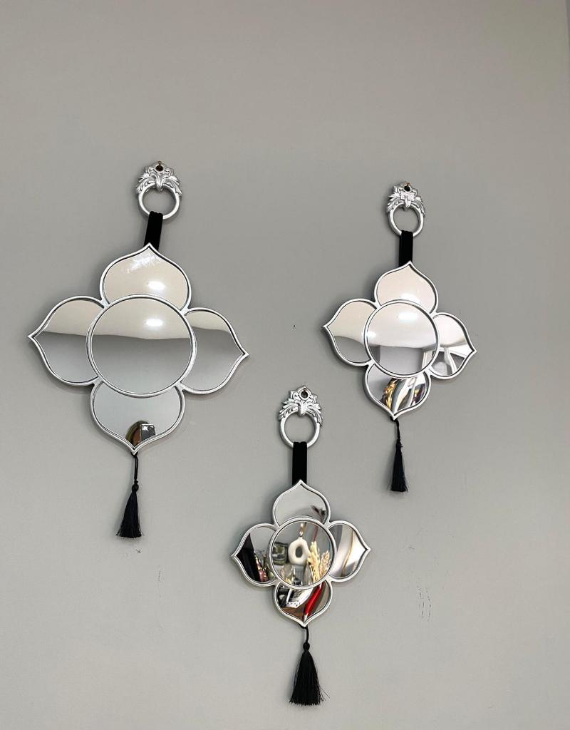 Mirsa Global Dekoratif Ayna 3 Lü Duvar Aynası Gümüş