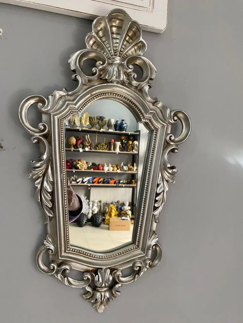 Dekoratif Ayna Duvar Aynası Gümüş Otantik