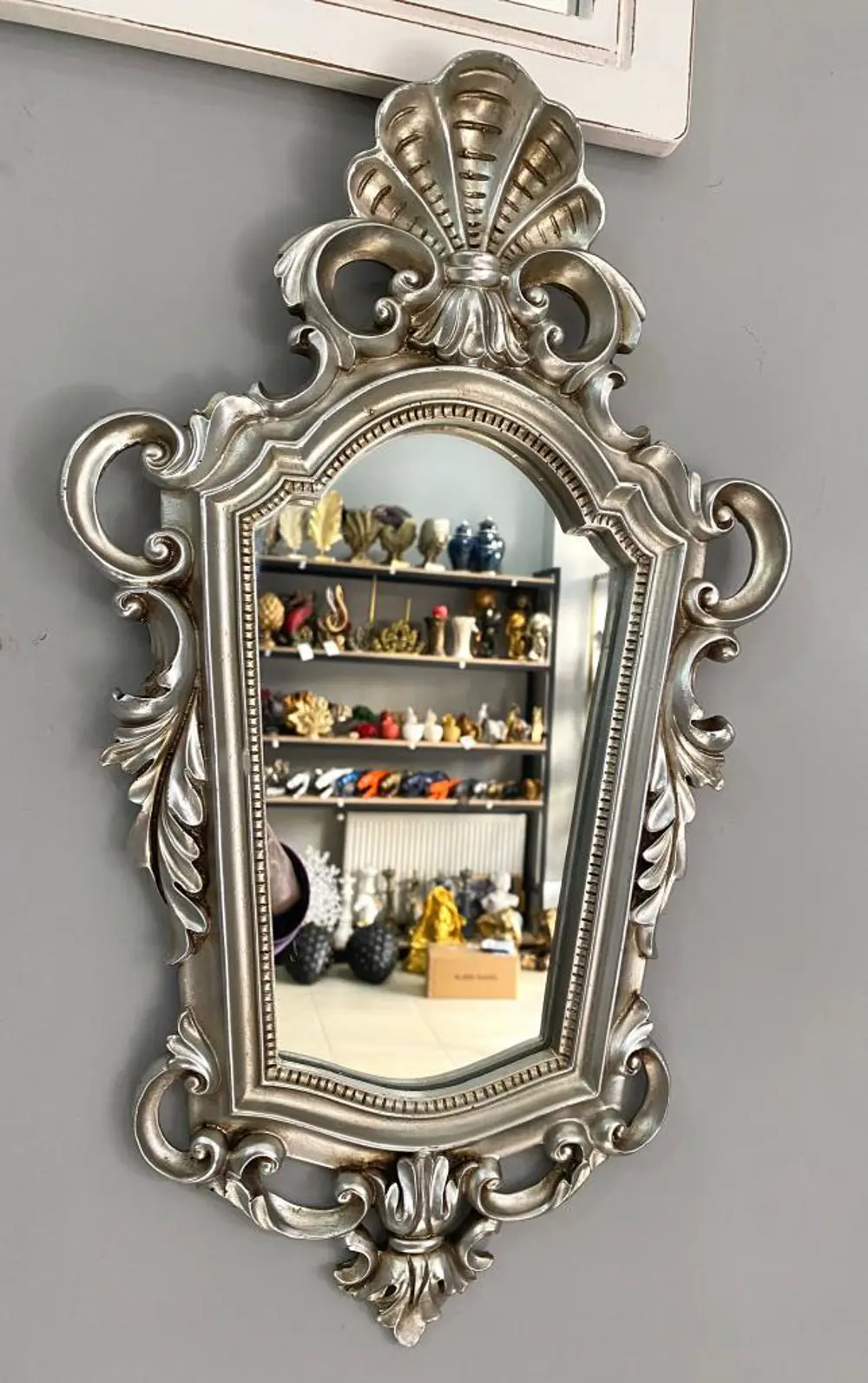 Dekoratif Ayna Duvar Aynası Gümüş Otantik