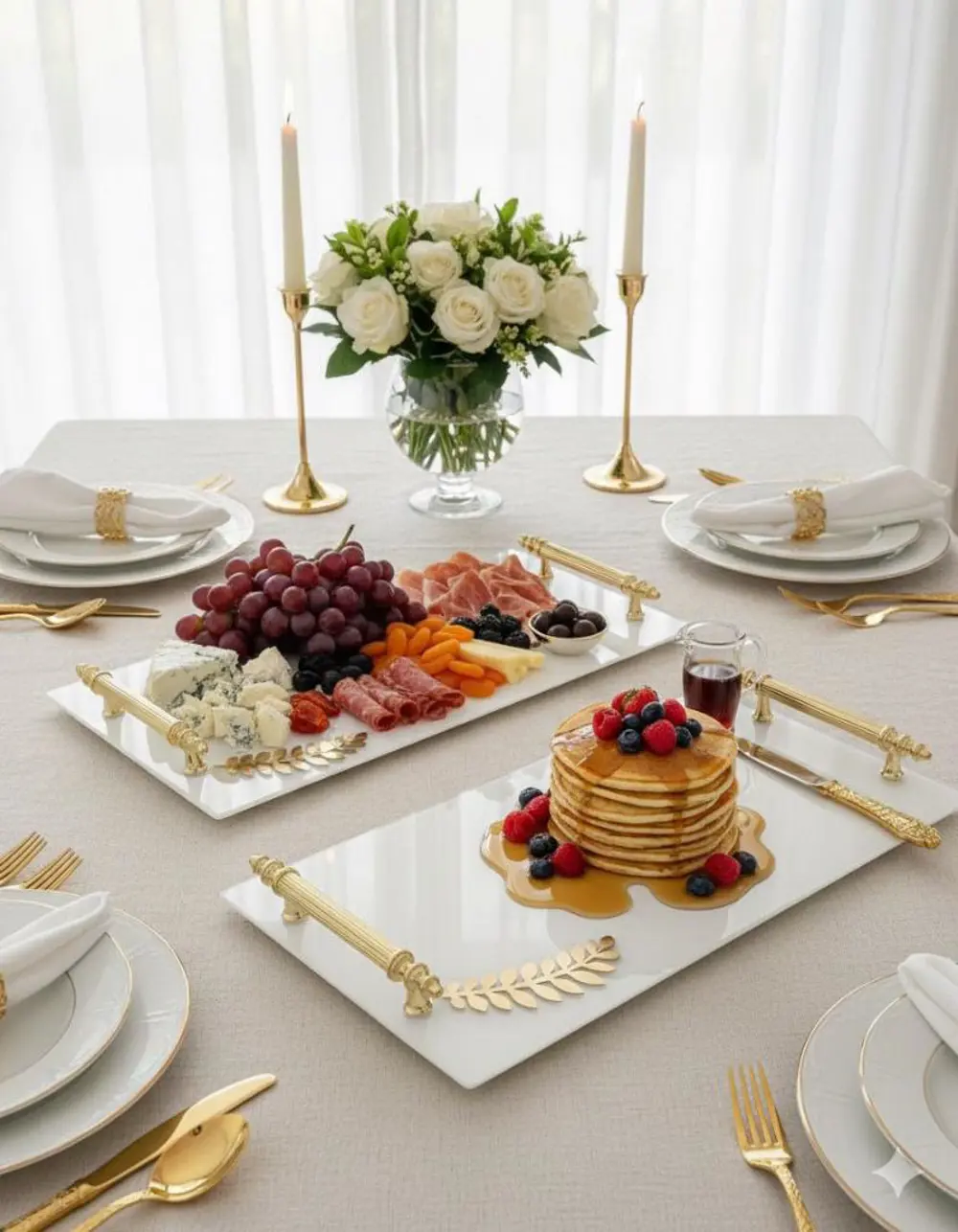 Dekoratif Aynalı Yaprak Desenli Sunum Tepsisi, Çay Tepsisi ,lüx Ç