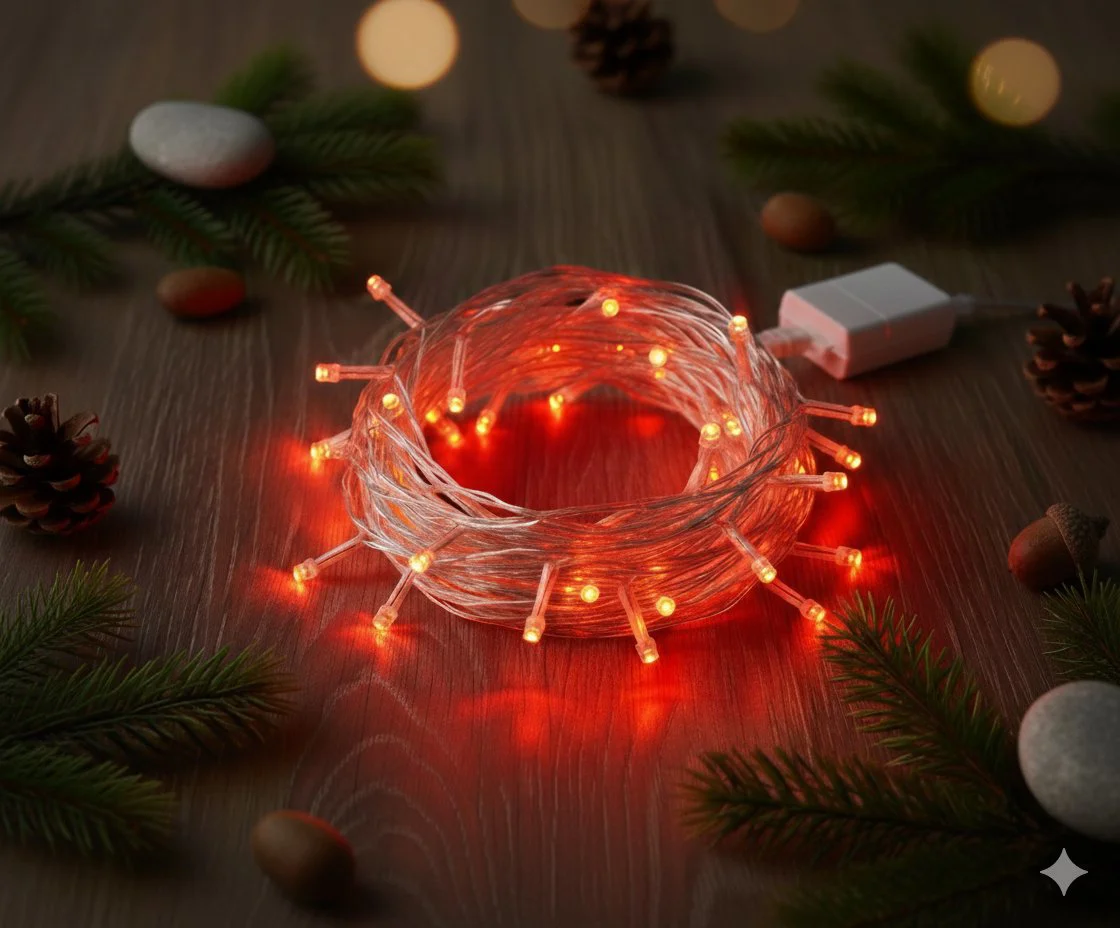 Dekoratif Bahçe Işığı 10 Metre 100 LED Damla Uçlu Kırmızı