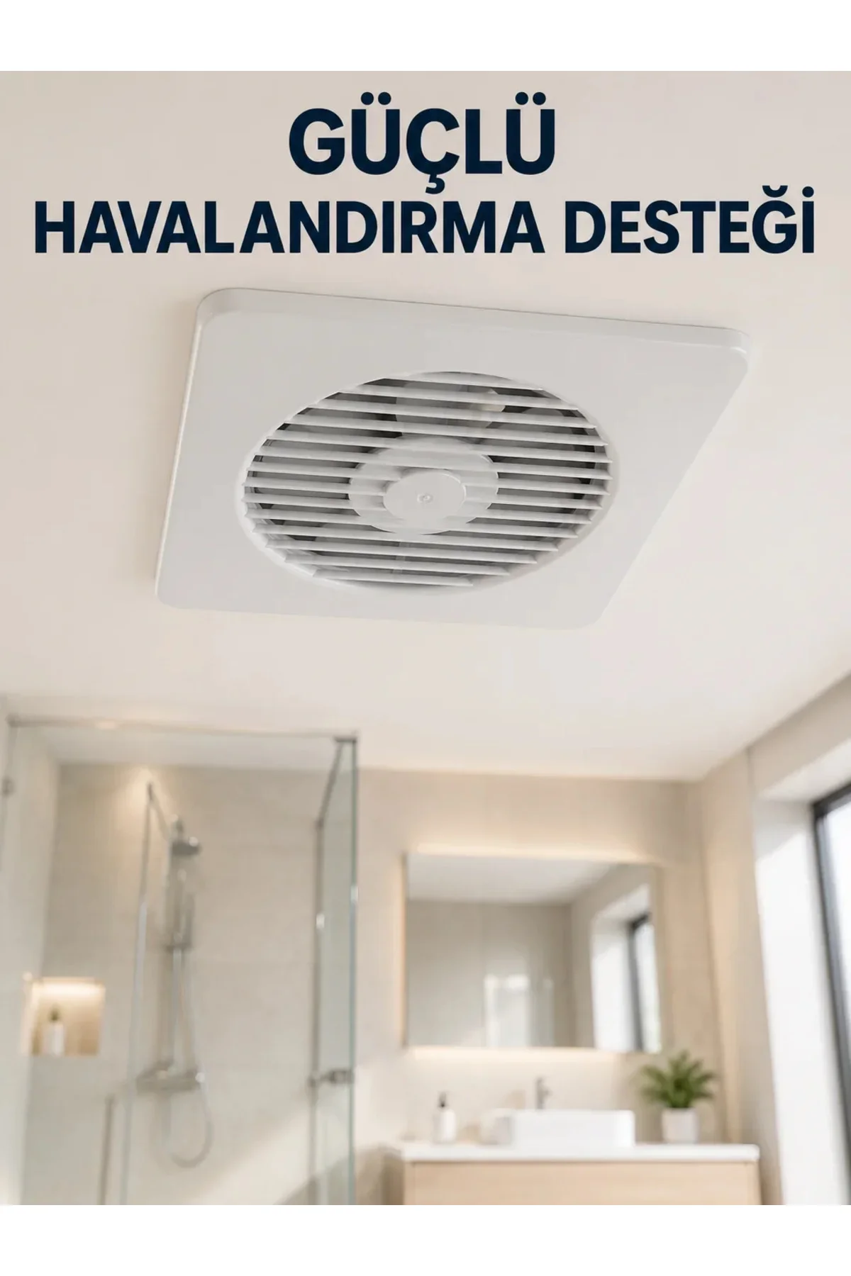 Dekoratif Banyo ve Mutfak Aspiratörü 150 mm 20,8 x 20,8 cm 20 W Havalandırma Fanı