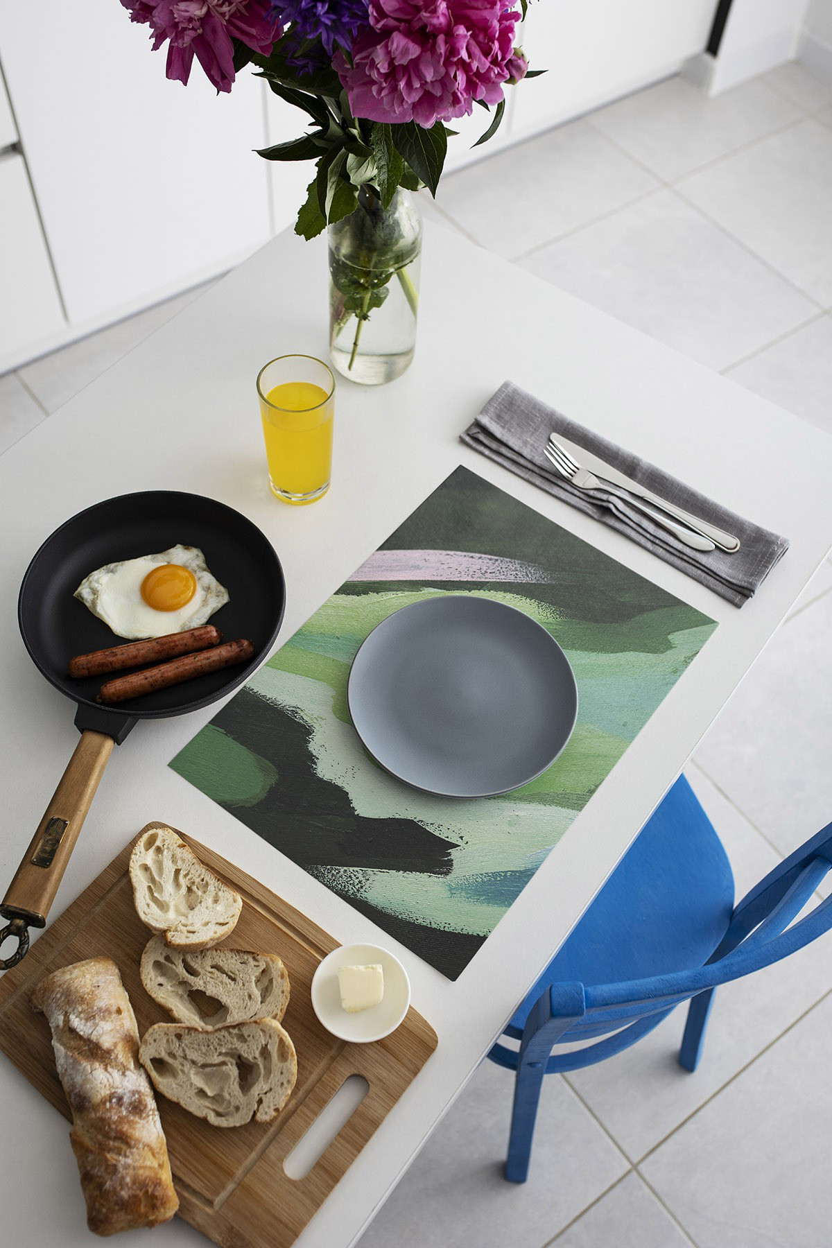 Artikel Dekoratif Baskılı Keçe Amerikan Servisi, Supla 4'Lü Servis Takım 