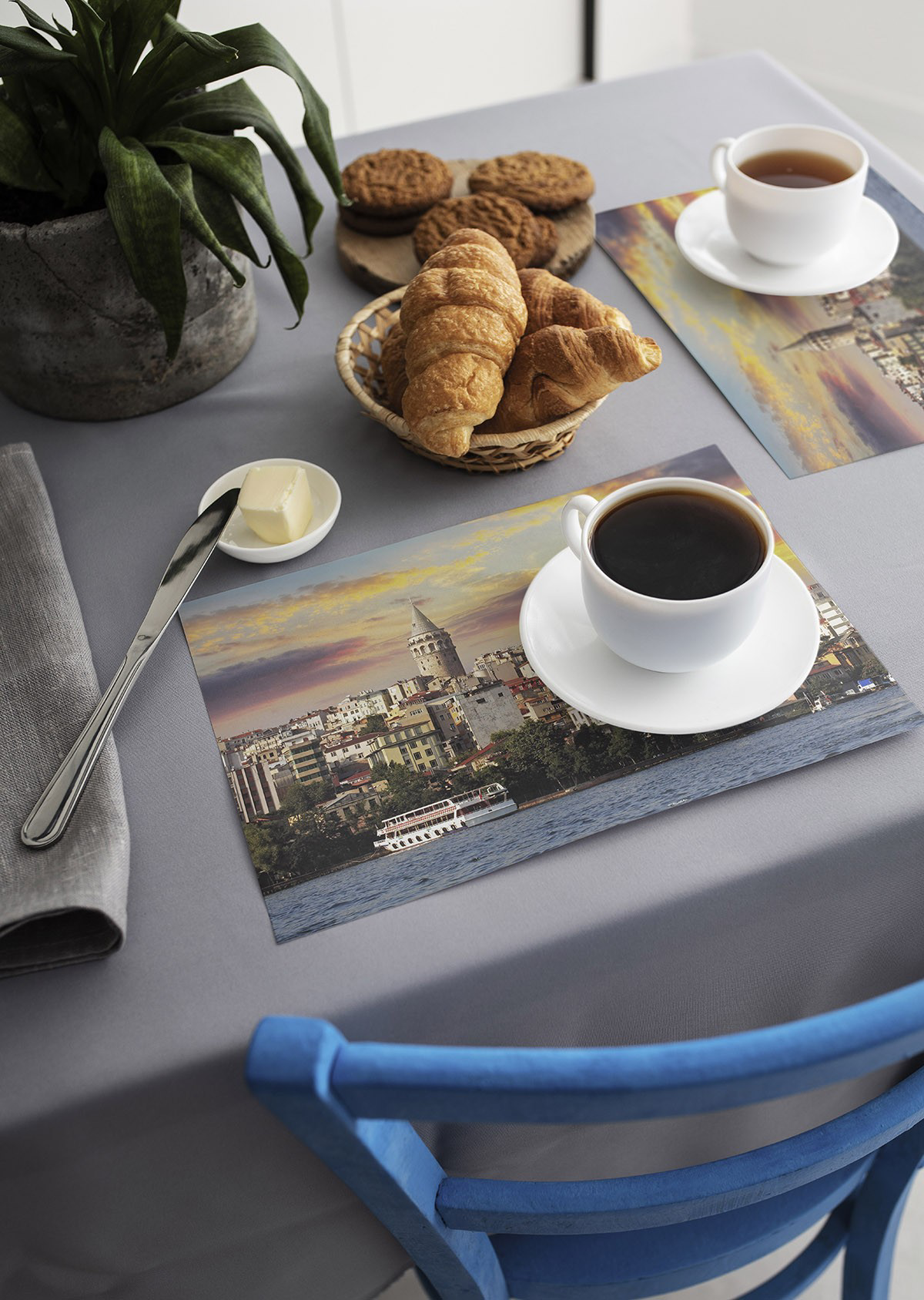 Artikel Dekoratif Baskılı Keçe Amerikan Servisi, Supla 4'Lü Servis Takım 