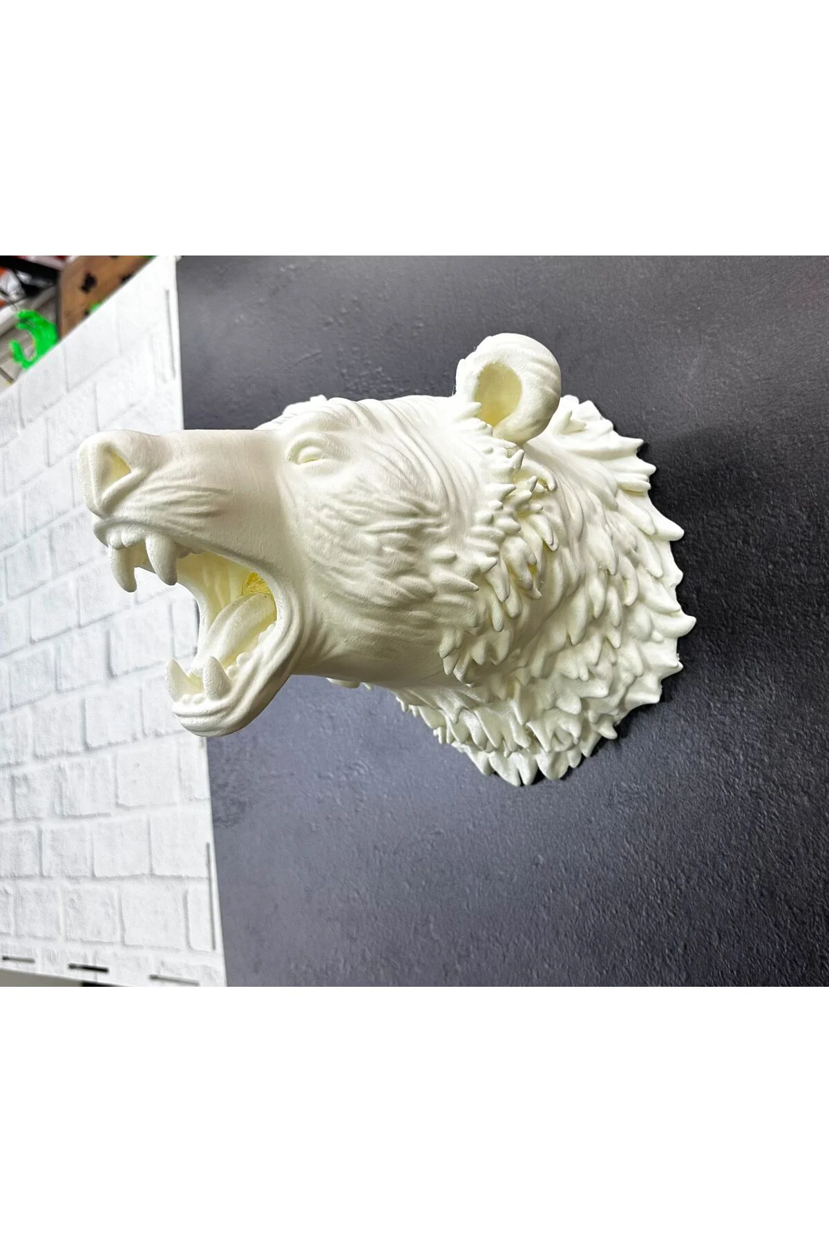Dekoratif Beyaz Ayı Duvar Heykeli Asılabilir Hediyelik 25X19 Cm